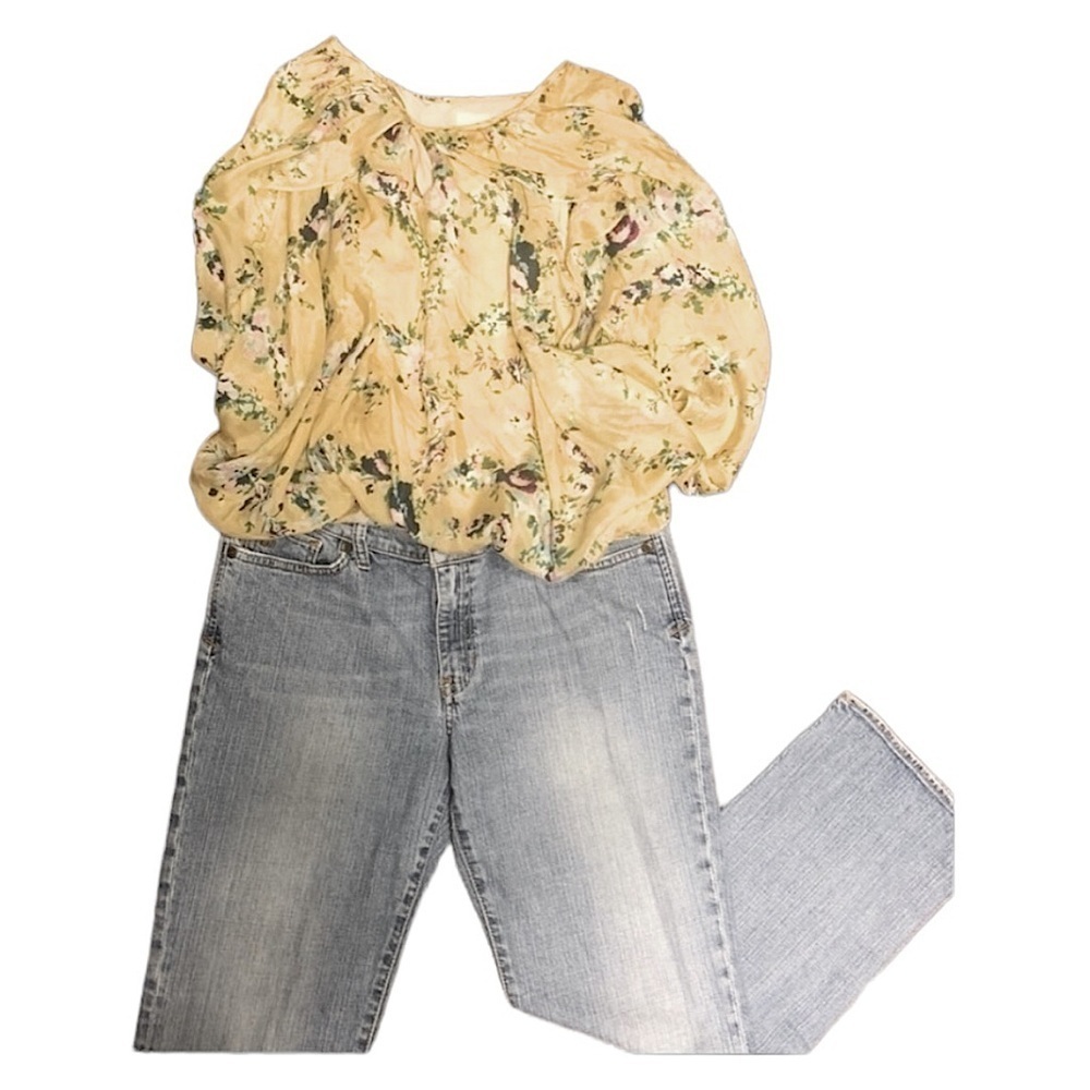 Aryn K 100% Silk Floral Butterfly Sleeve Shirt Top Blouse Women’s Size Small S - Picture 11 of 13